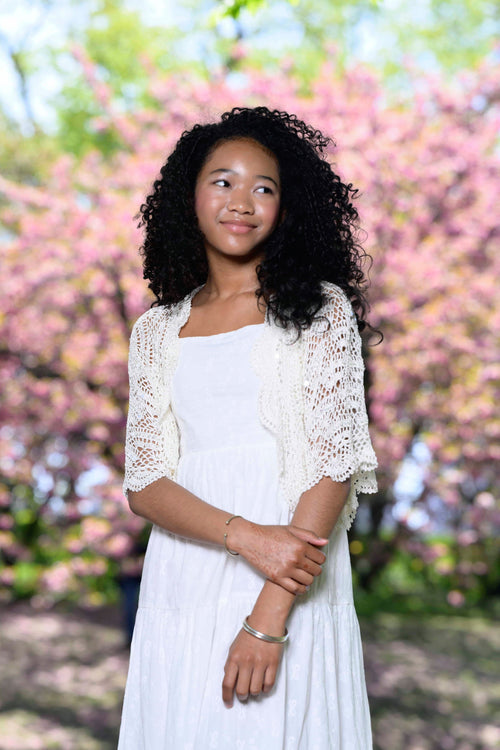 TWEEN ELSIE OPEN CROCHET SHRUG CARDI