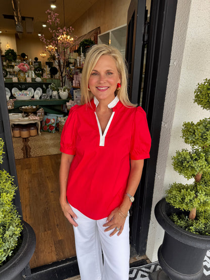 Mary Square Tricia Top - Red