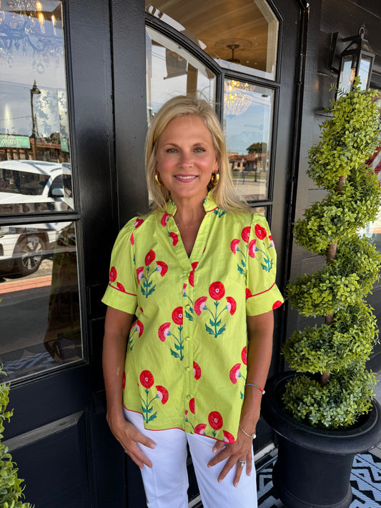 Reese Top - Lime Green Mix