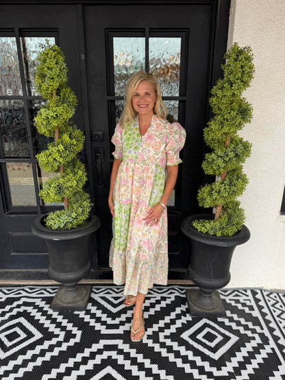 Elma Dress - Lime Green Mix