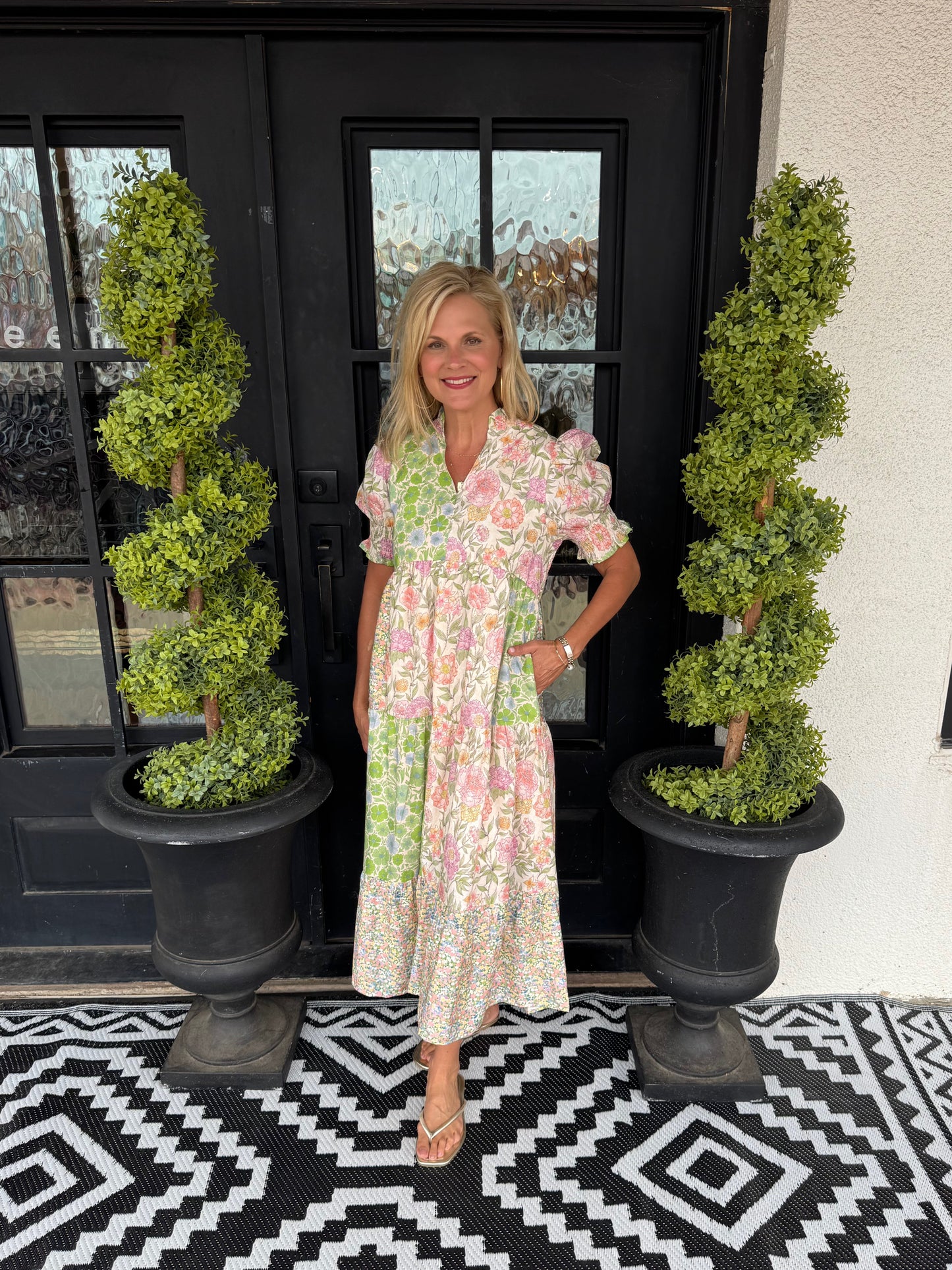 Elma Dress - Lime Green Mix