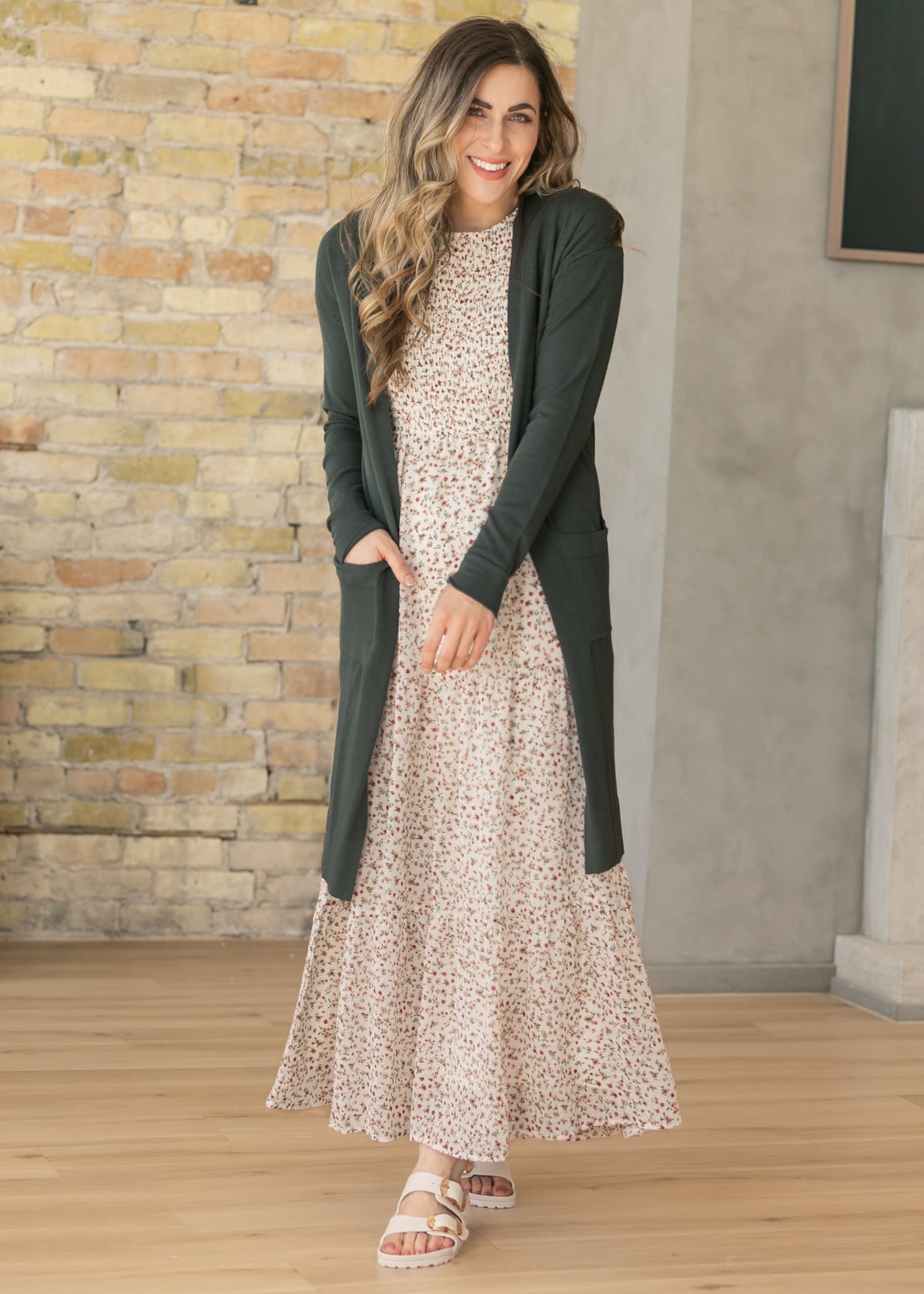 Essential Moss Green Long + Soft Cardigan