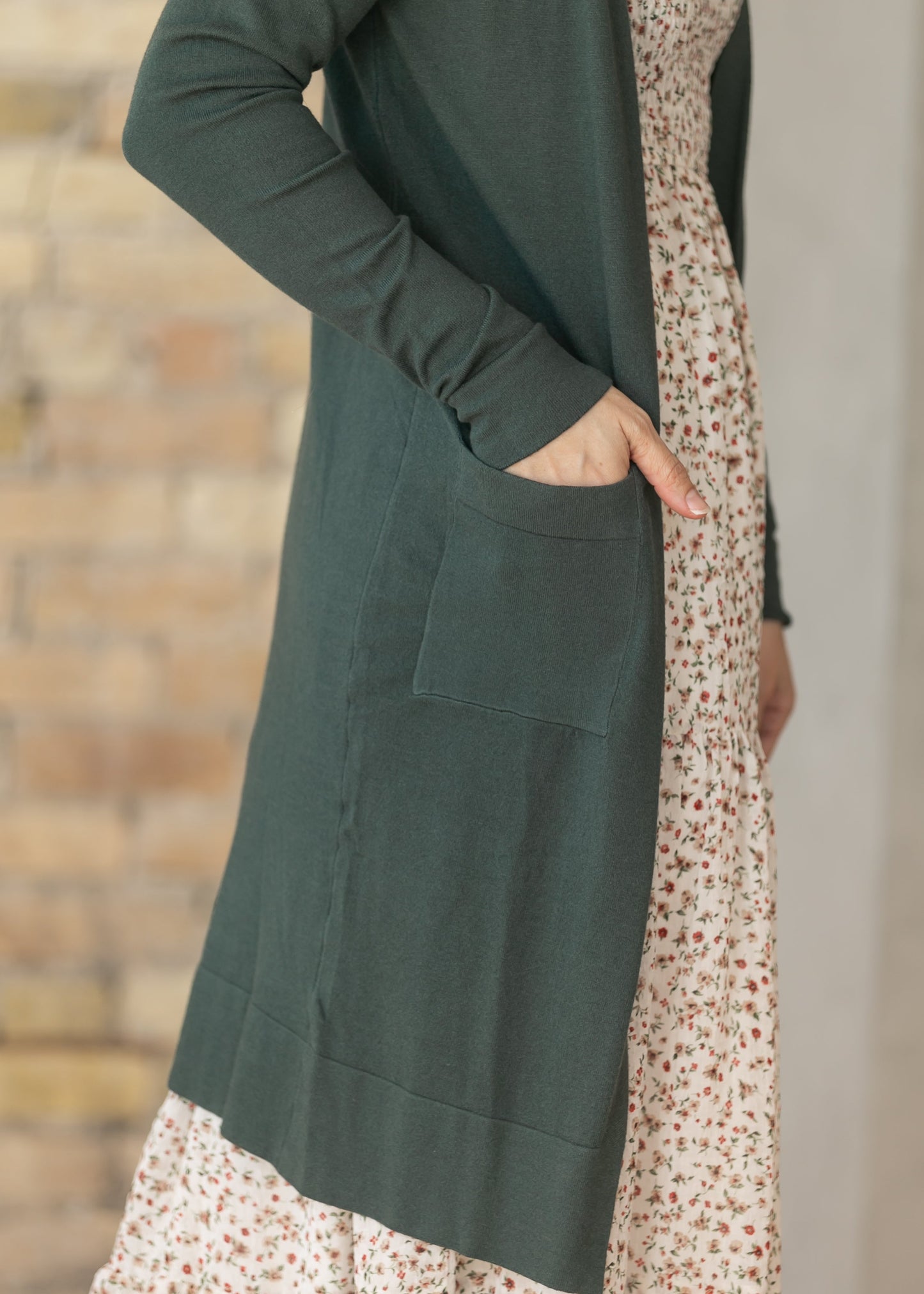 Essential Moss Green Long + Soft Cardigan