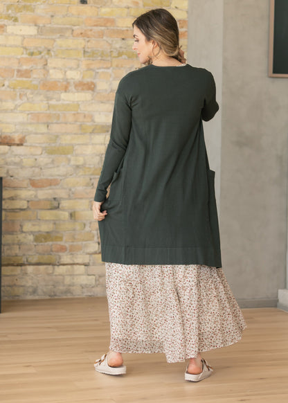 Essential Moss Green Long + Soft Cardigan