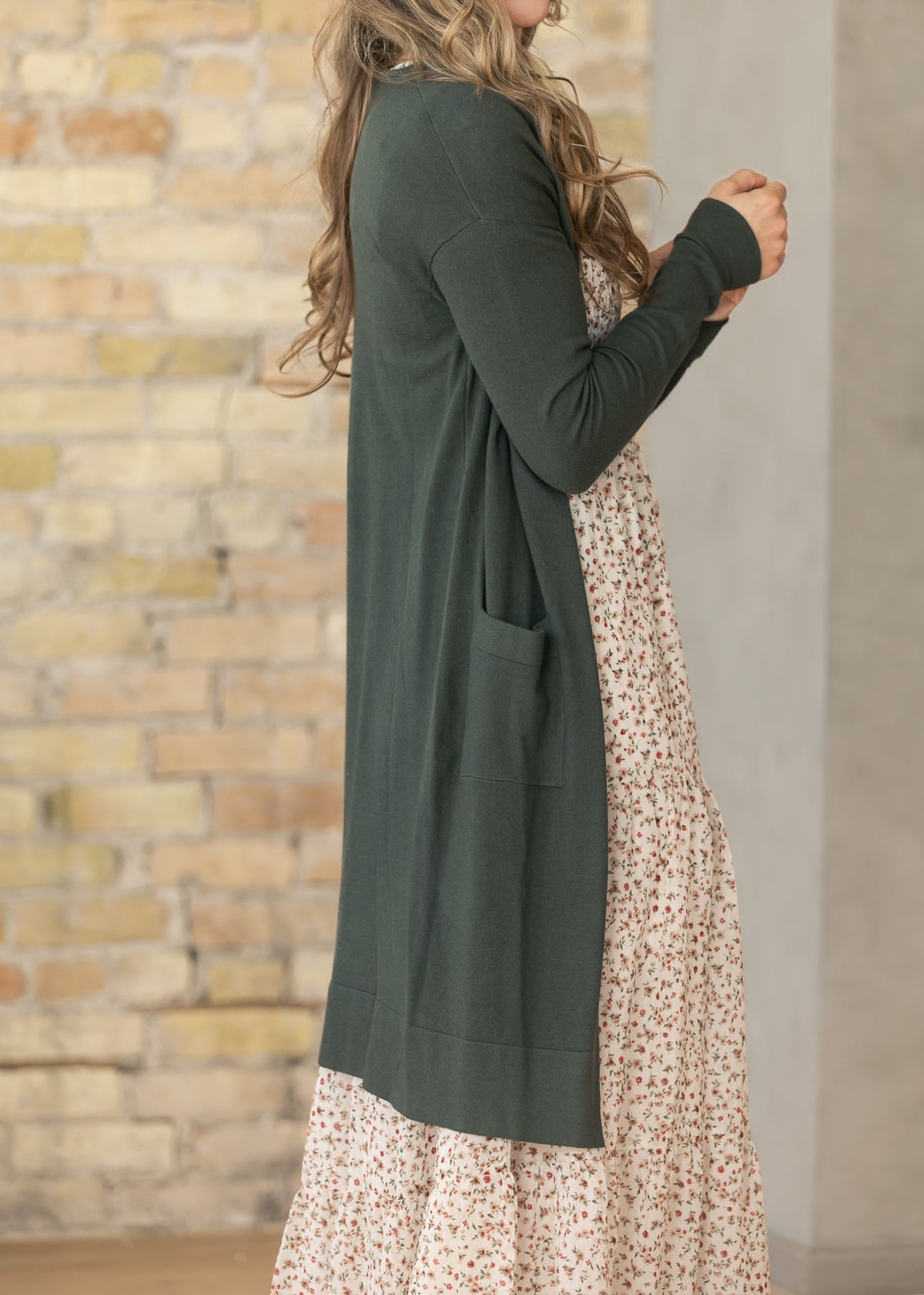 Essential Moss Green Long + Soft Cardigan