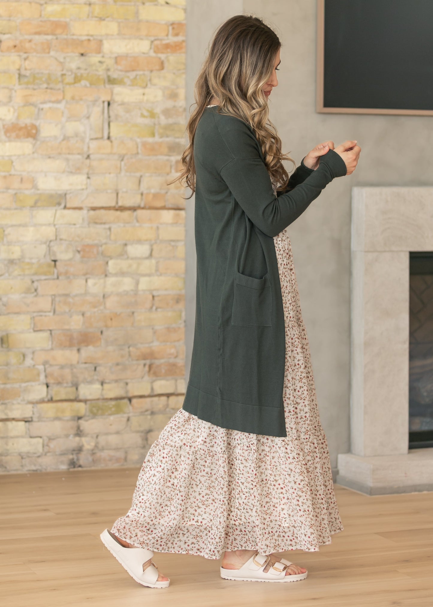 Essential Moss Green Long + Soft Cardigan