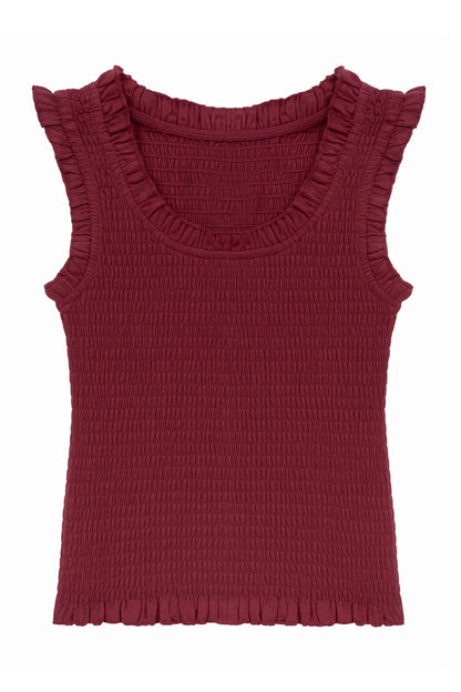 JUNIOR HELENA SOLID SMOCKED TANK TOP - FINAL SALE