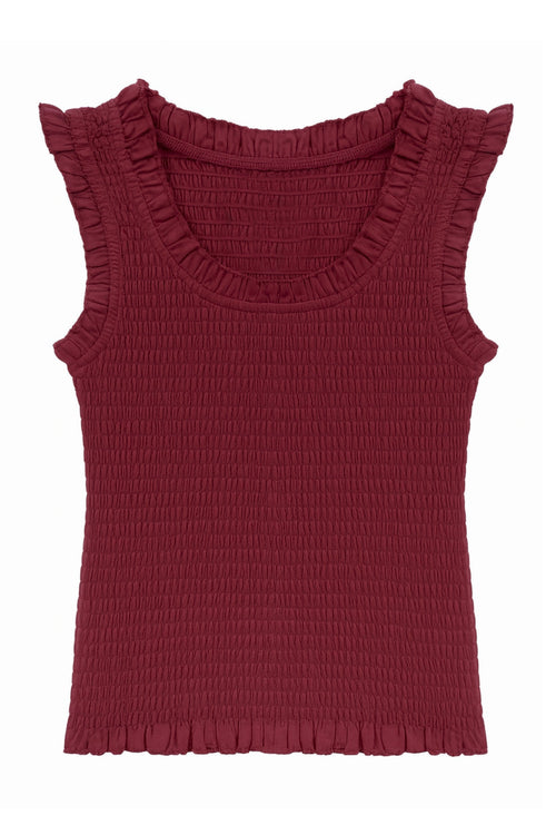 JUNIOR HELENA SOLID SMOCKED TANK TOP - FINAL SALE