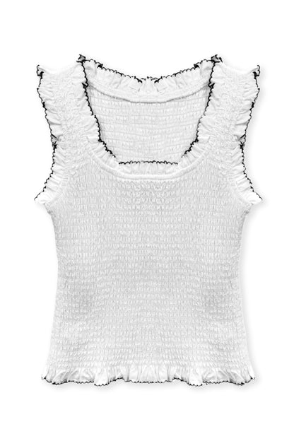 JUNIOR HELENA SOLID SMOCKED TANK TOP