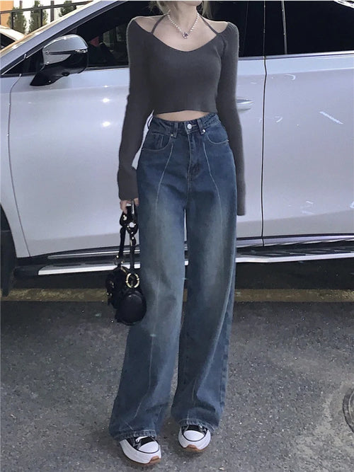 Baggy Women Y2K Streetwear Oversize Distressed Wide Leg Denim Pant
