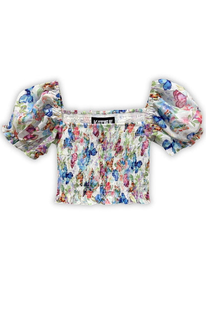 TWEEN MARLEE PRINT PUFF SLEEVE TOP - FINAL SALE