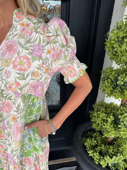 Elma Dress - Lime Green Mix
