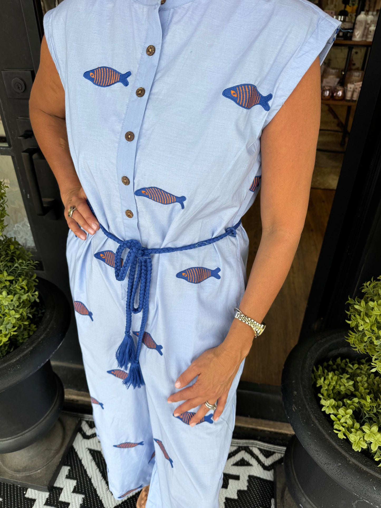 Uncle Frank Embroidered Fish Jumpsuit