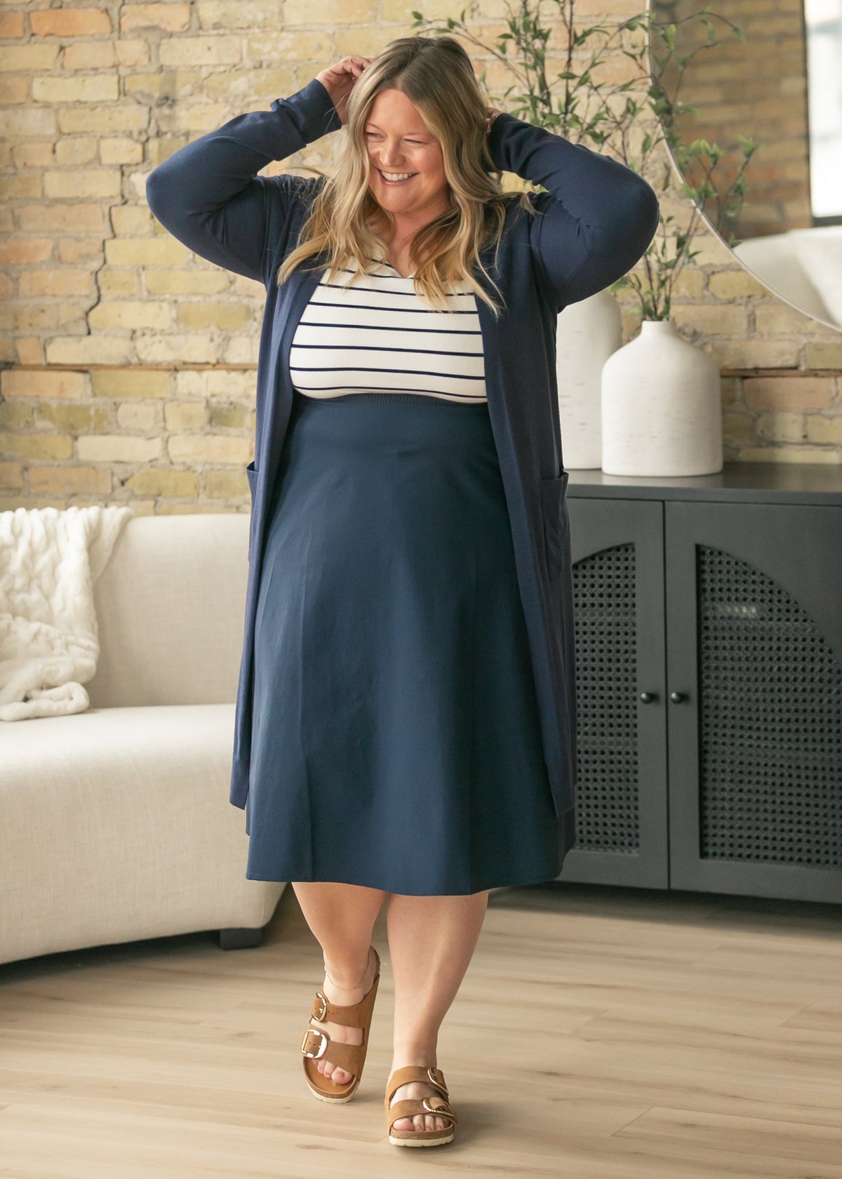 Essential Navy Long + Soft Cardigan