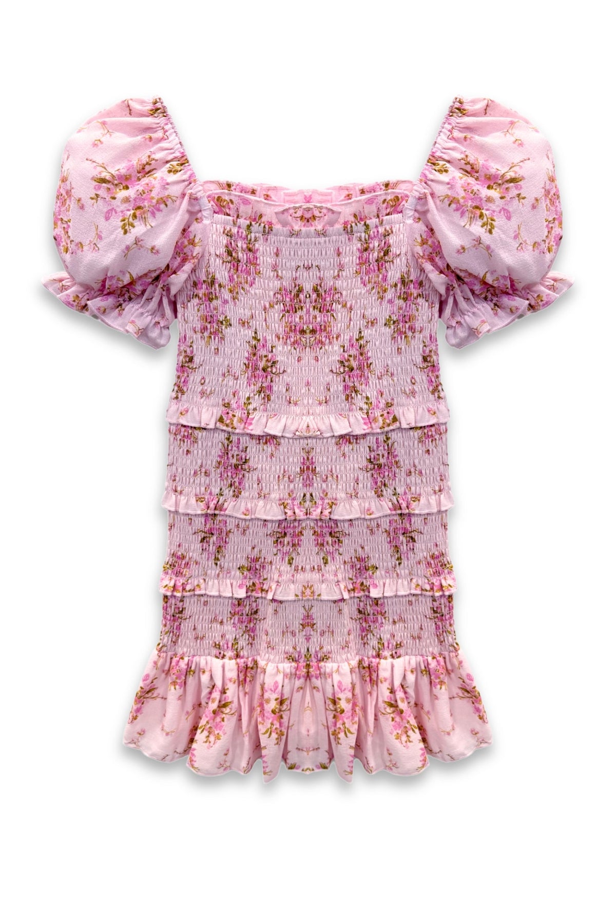 TWEEN LAILA PRINTED SMOCKED PUFF SLEEVE DRESS - FINAL SALE
