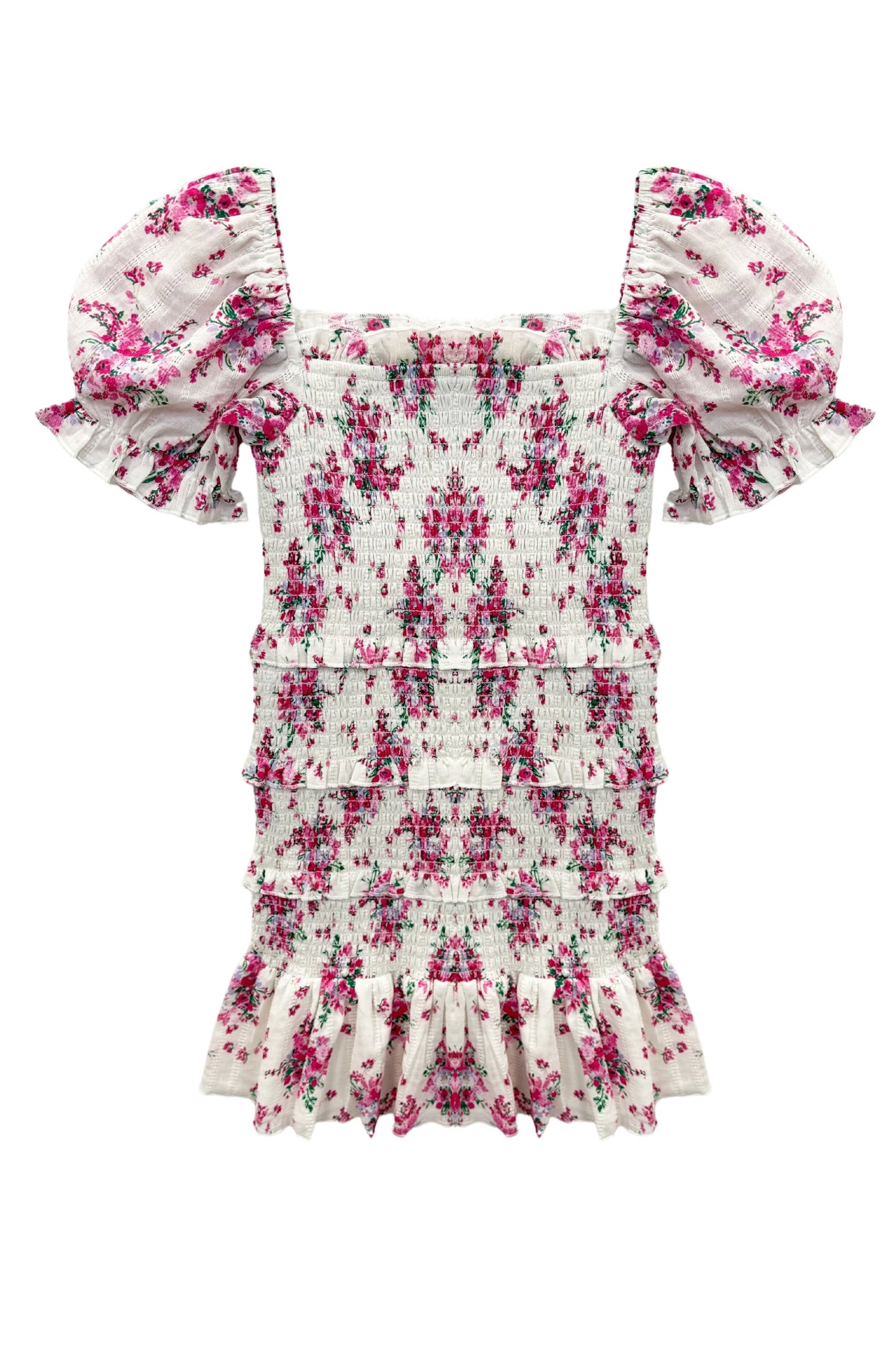 TWEEN LAILA PRINTED SMOCKED PUFF SLEEVE DRESS - FINAL SALE