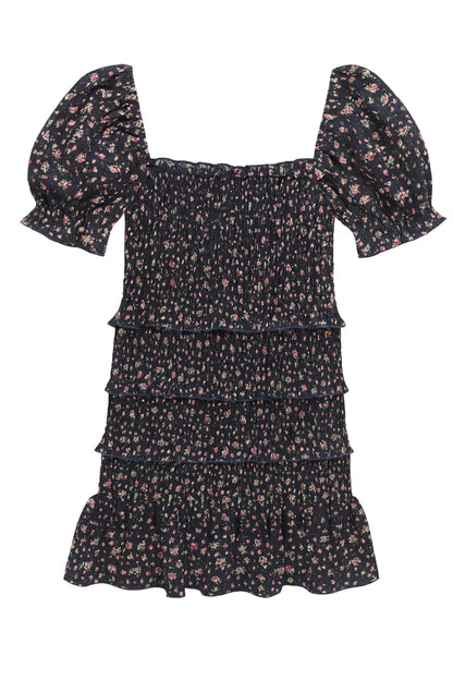 TWEEN LAILA PRINTED SMOCKED PUFF SLEEVE DRESS - FINAL SALE