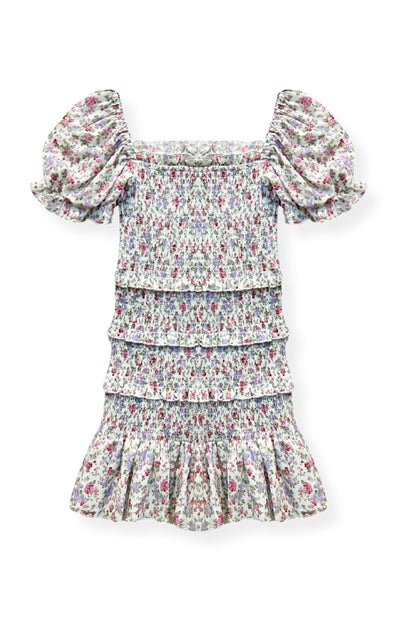 TWEEN LAILA PRINTED SMOCKED PUFF SLEEVE DRESS - FINAL SALE