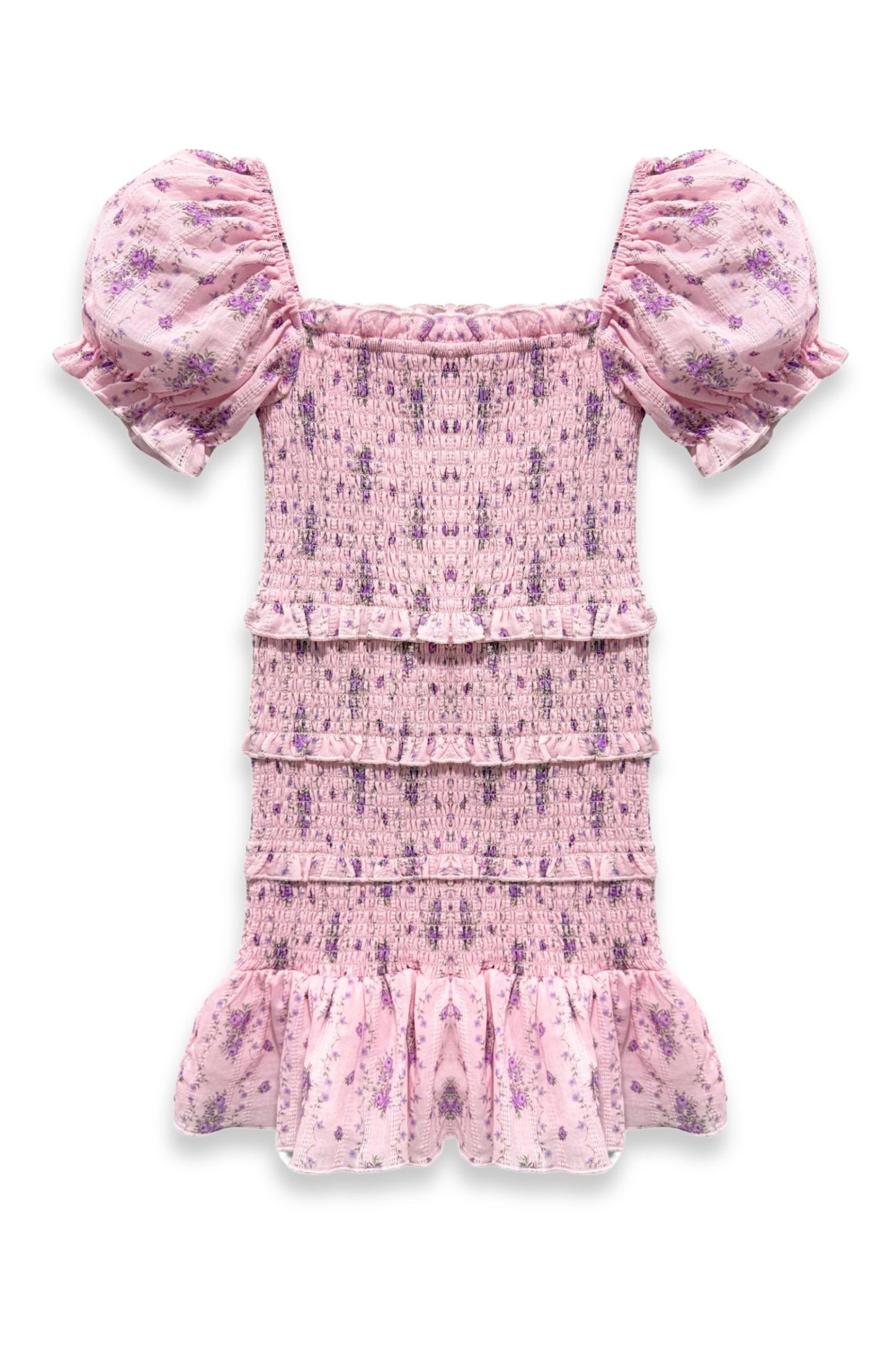 TWEEN LAILA PRINTED SMOCKED PUFF SLEEVE DRESS - FINAL SALE