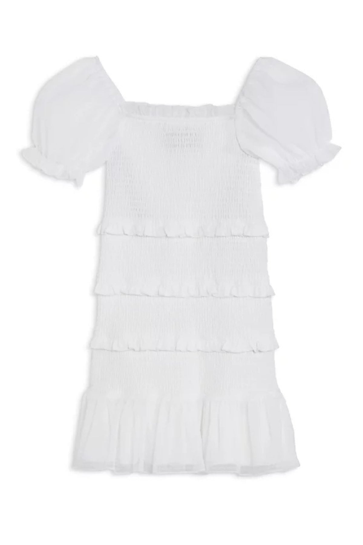 TWEEN LAILA SMOCKED PUFF SLEEVE DOBBY CHECK DRESS