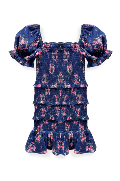 TWEEN LAILA PRINTED SMOCKED PUFF SLEEVE DRESS - FINAL SALE