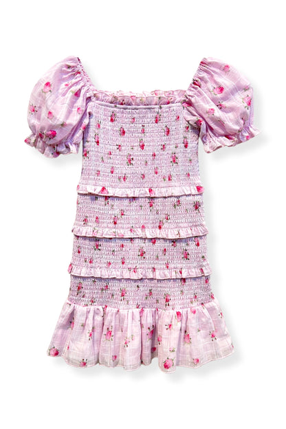 TWEEN LAILA PRINTED SMOCKED PUFF SLEEVE DRESS - FINAL SALE