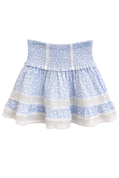 TWEEN LARA PRINTED LACE TRIM RUFFLE SKIRT