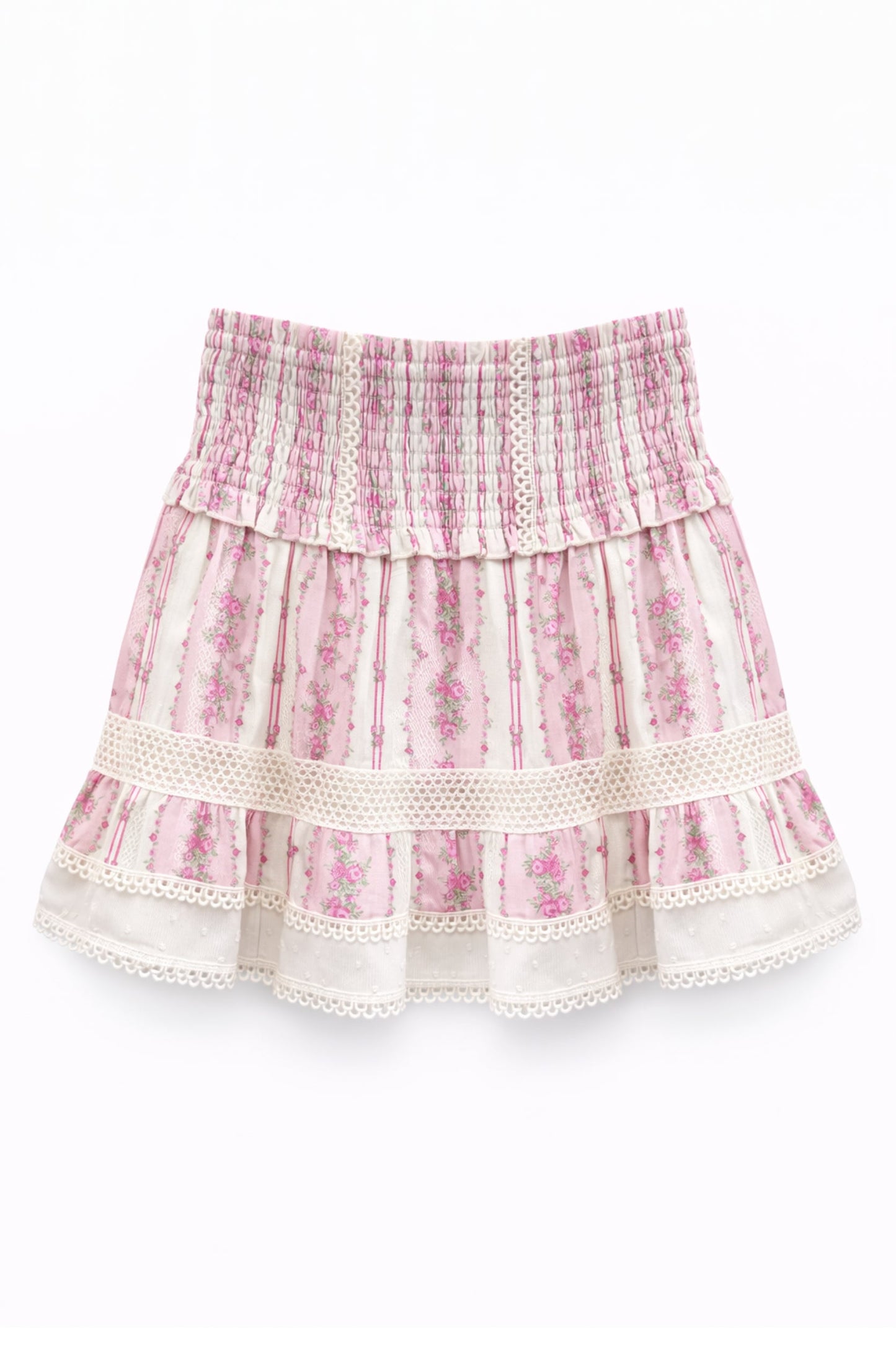TWEEN LARA PRINTED LACE TRIM RUFFLE SKIRT
