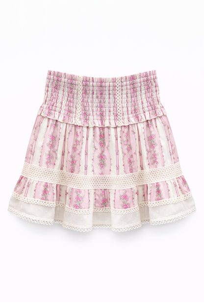 TWEEN LARA PRINTED LACE TRIM RUFFLE SKIRT