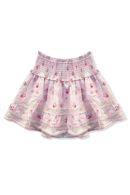JUNIOR LARA PRINTED LACE TRIM RUFFLE SKIRT - FINAL SALE