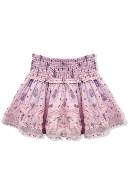 JUNIOR LARA PRINTED LACE TRIM RUFFLE SKIRT - FINAL SALE