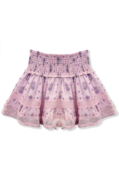 JUNIOR LARA PRINTED LACE TRIM RUFFLE SKIRT - FINAL SALE
