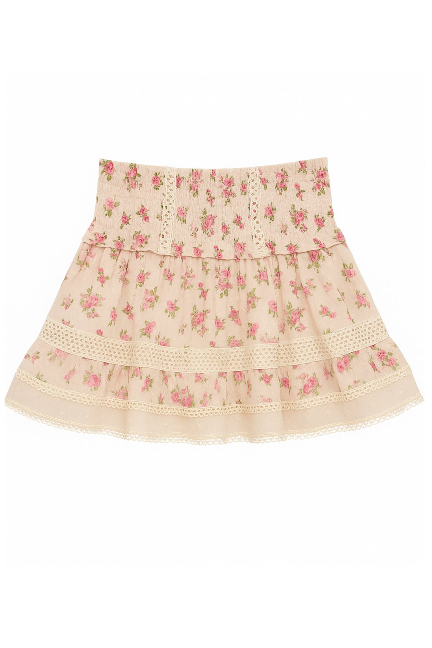 TWEEN LARA PRINTED LACE TRIM RUFFLE SKIRT
