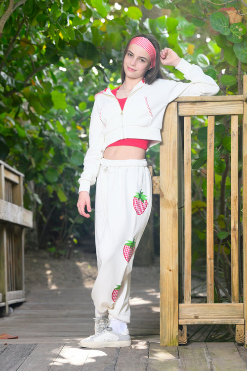 TWEEN LEAH APPLIQUE CROP ZIP