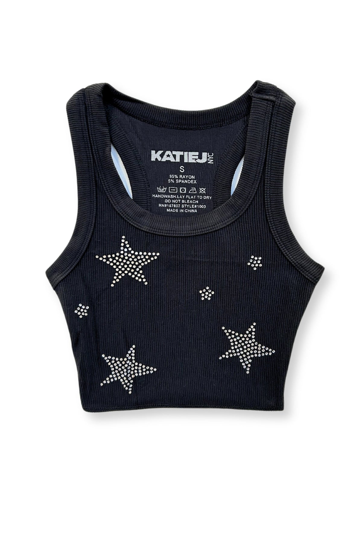 TWEEN LIVI RIBBED CROP TANK WITH STARS