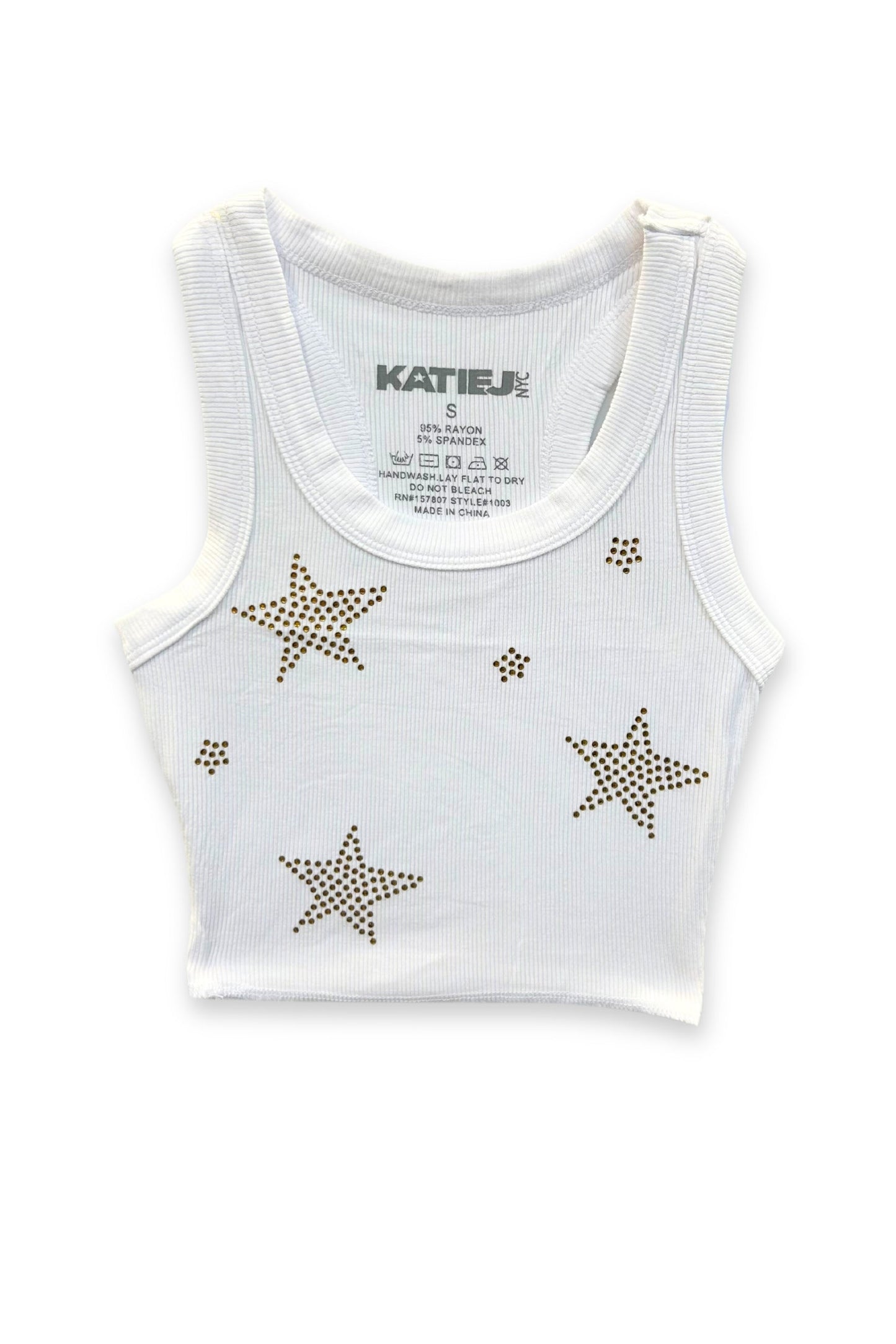 TWEEN LIVI RIBBED CROP TANK WITH STARS