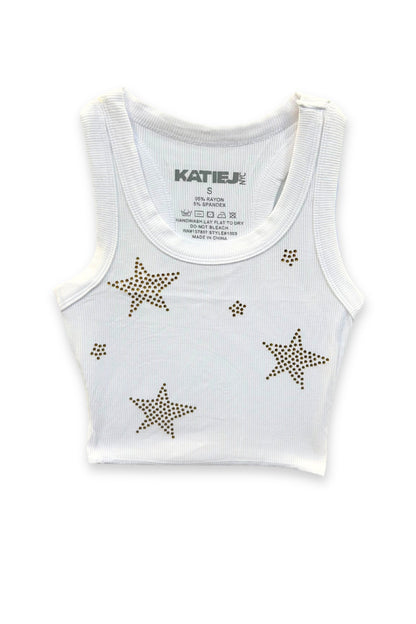 TWEEN LIVI RIBBED CROP TANK WITH STARS