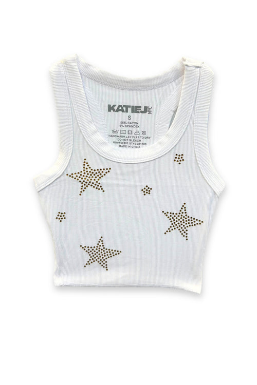 TWEEN LIVI RIBBED CROP TANK WITH STARS