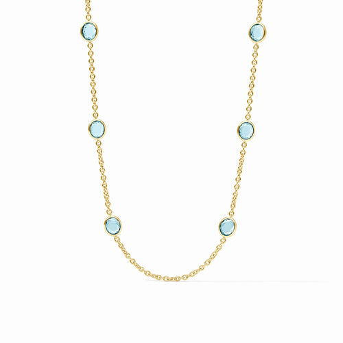 Laguna Stone Station Necklace - Aquamarine Blue