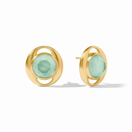 Laguna Stone Stud - Iridescent Aquamarine Blue