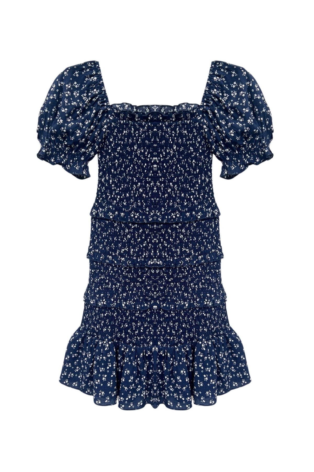JUNIOR LAILA PRINTED SMOCKED PUFF SLEEVE DRESS - FINAL SALE
