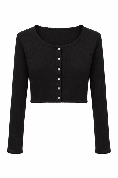 TWEEN MARINA SOLID POINTELLE CARDIGAN