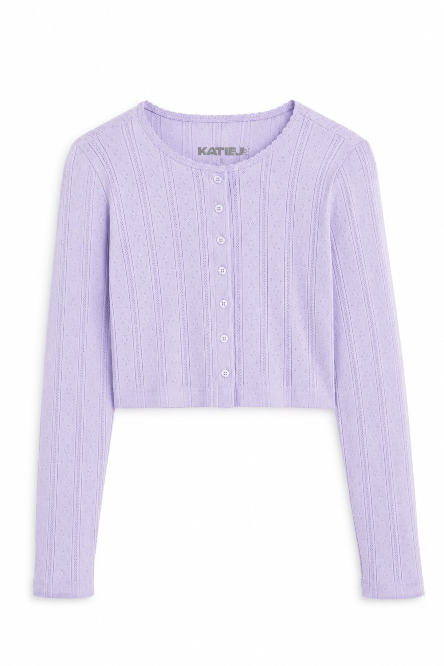 TWEEN MARINA SOLID POINTELLE CARDIGAN