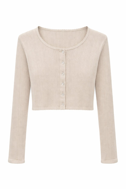 TWEEN MARINA SOLID POINTELLE CARDIGAN