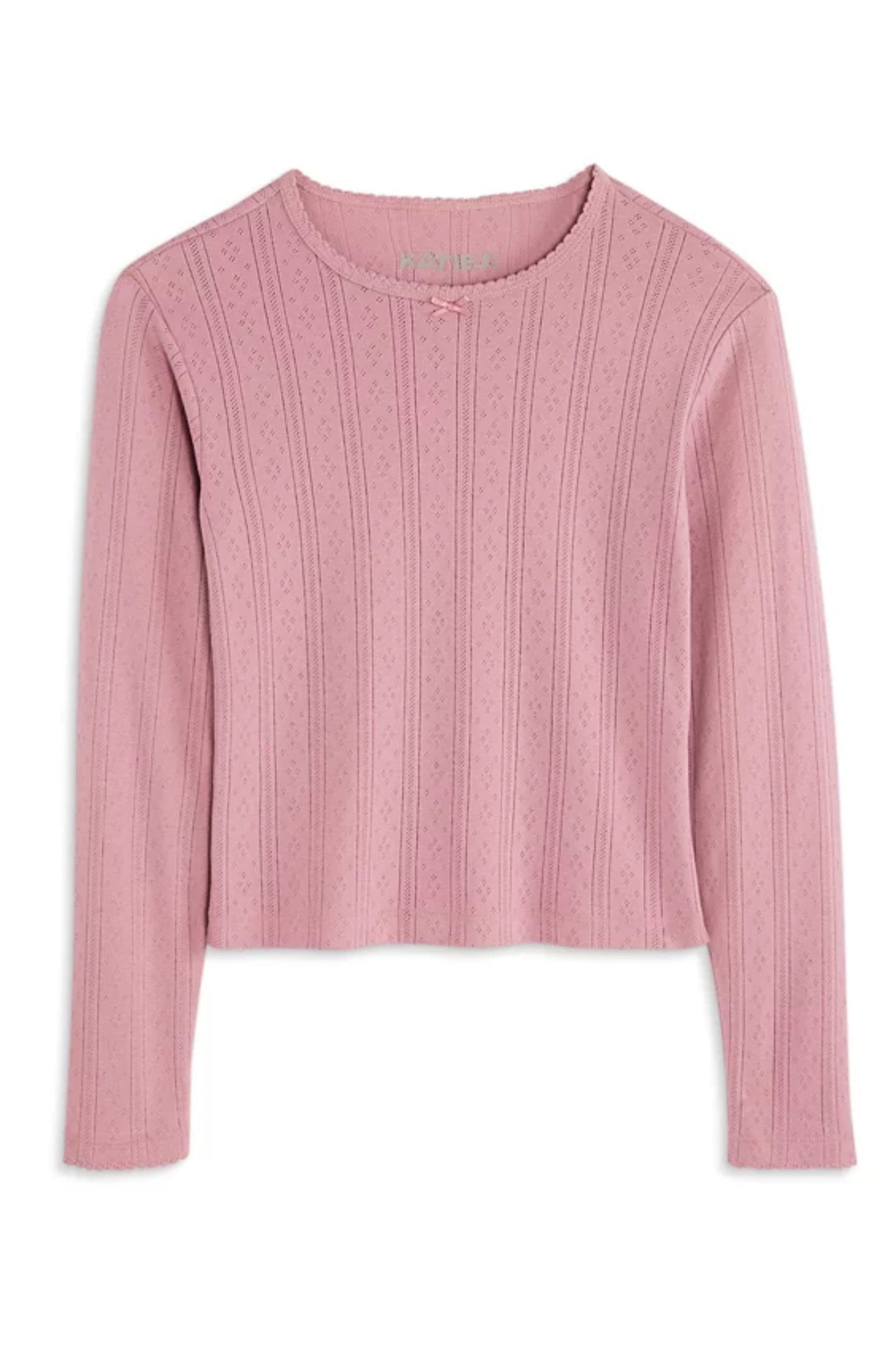 JUNIOR MARINA LONG SLEEVE SOLID POINTELLE TOP
