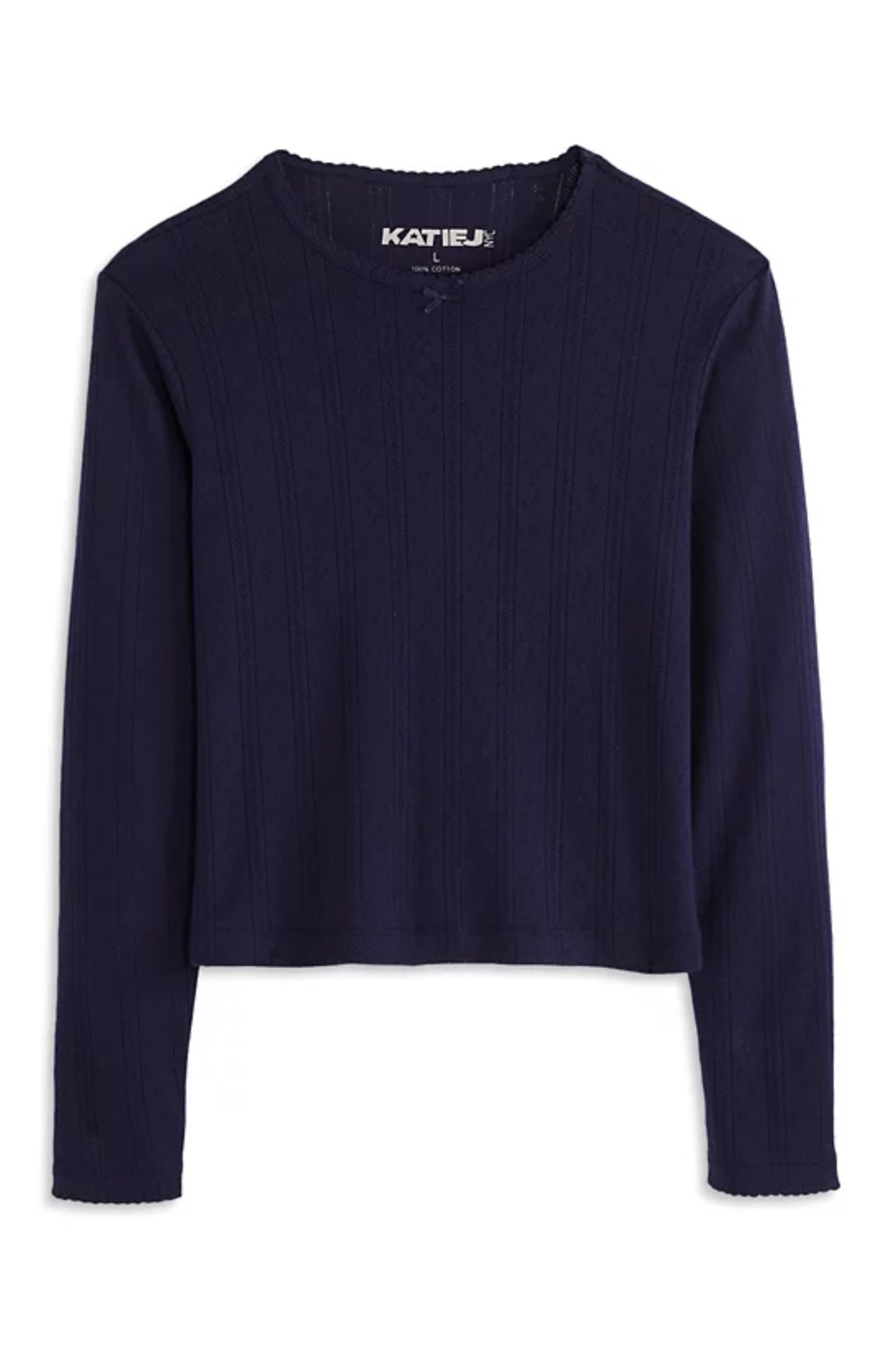 JUNIOR MARINA LONG SLEEVE SOLID POINTELLE TOP