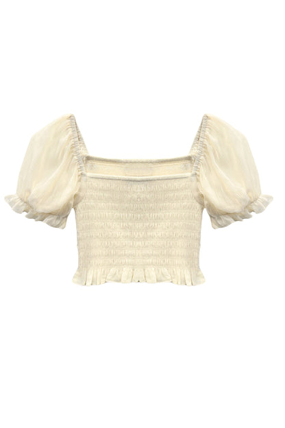 JUNIOR MARLEE SOLID FANCY PUFF SLEEVE TOP