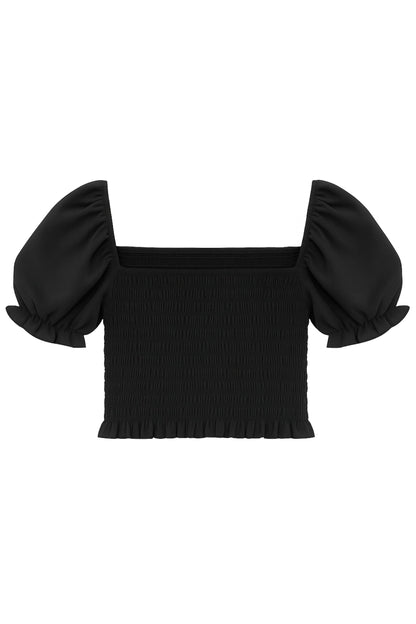 TWEEN MARLEE SOLID FANCY PUFF SLEEVE TOP
