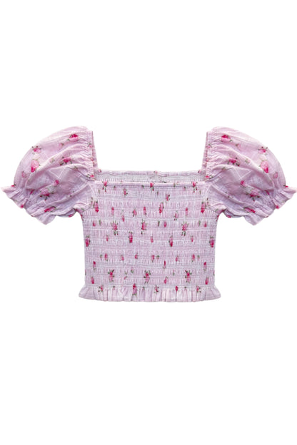 TWEEN MARLEE PRINT PUFF SLEEVE TOP - FINAL SALE