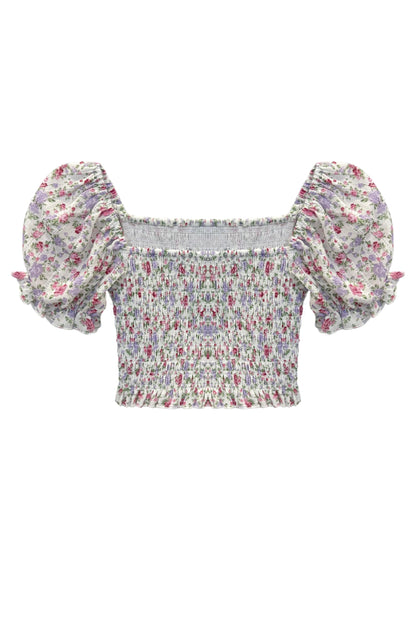 TWEEN MARLEE PRINT PUFF SLEEVE TOP - FINAL SALE